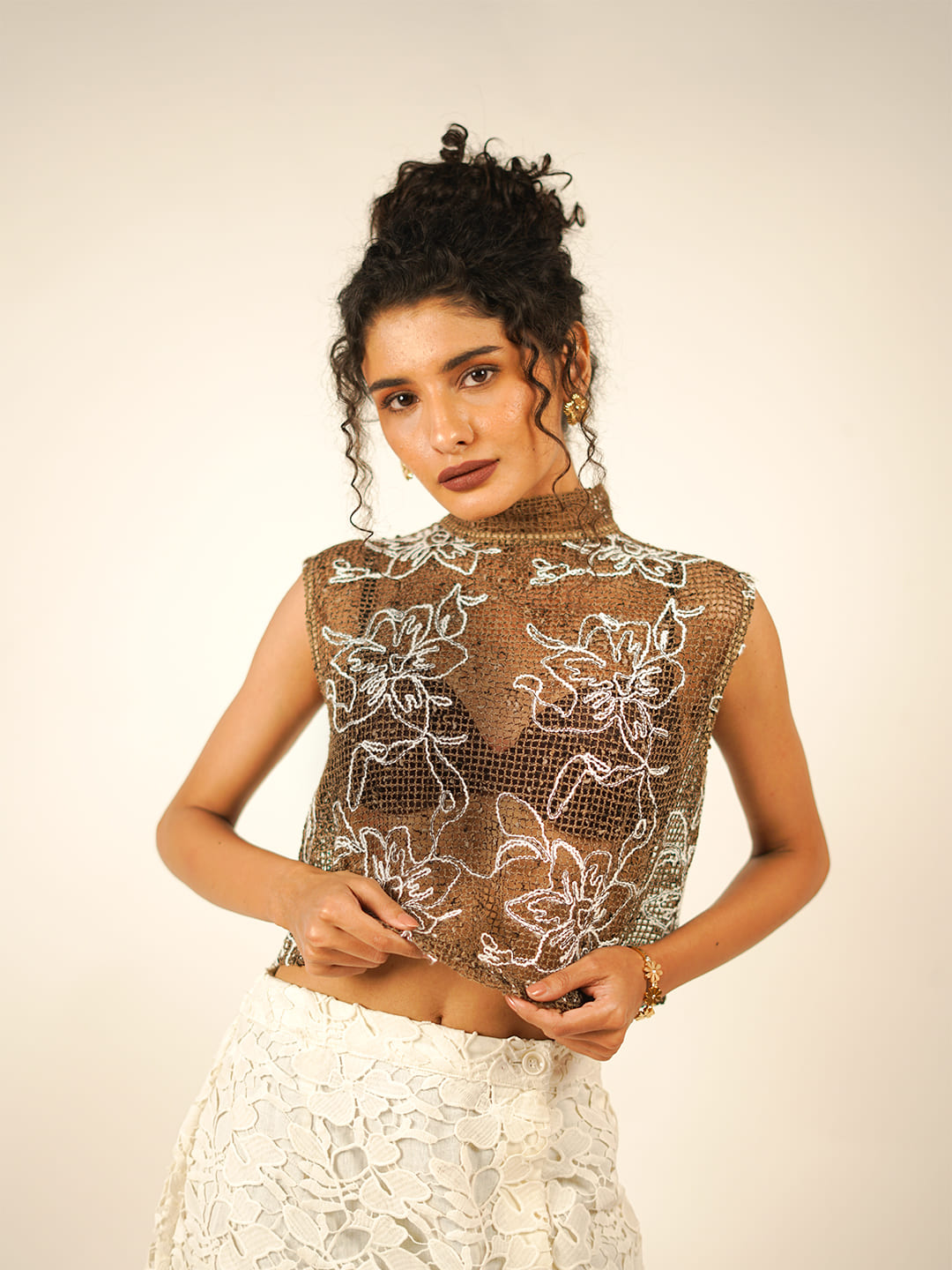 06 jute mesh sheer top brown front 