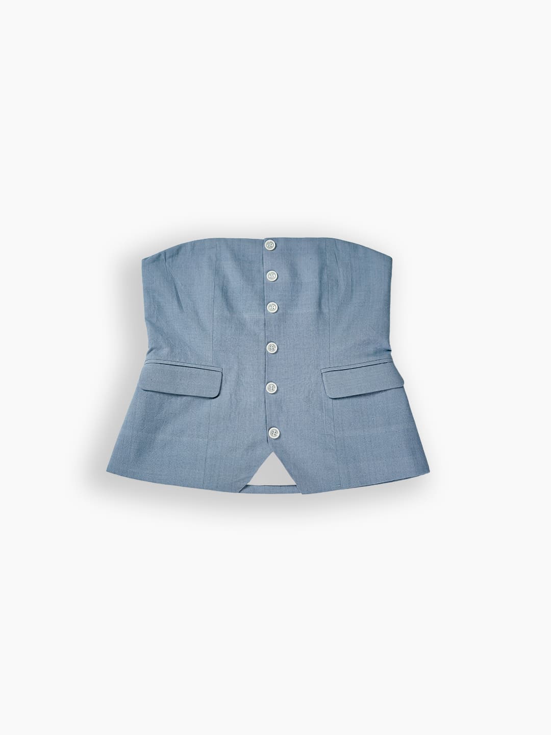 08 khadi strapless top blue flat lay