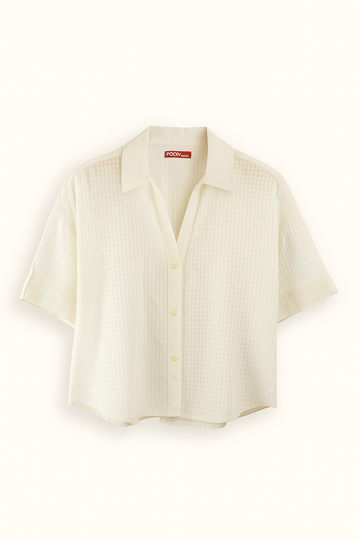 Orchid Cotton Khadi Self Checks Oversized Shirt