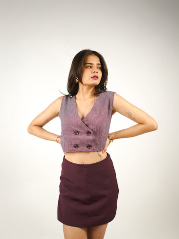Aster Double-Breasted Khadi Cropped Waistcoat