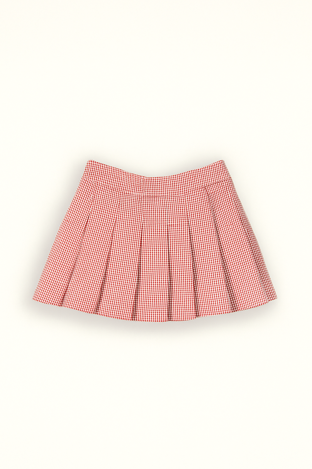 Sunflower Gingham Checks Cotton Khadi Knife-Pleated A-Line Mini Skirt