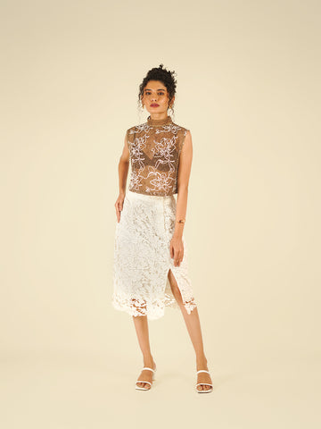 Orchid Floral Lace Skirt