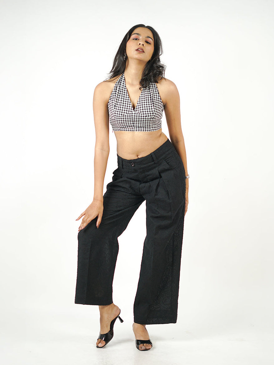 Tulip Halter Neck Tie-Up Cotton Khadi Crop Top