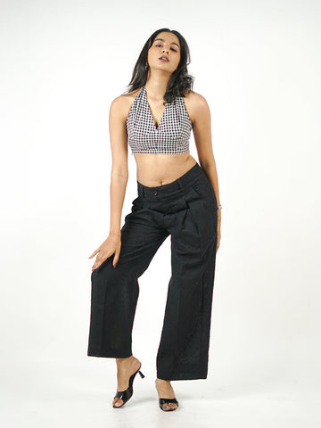 Tulip Halter Neck Tie-Up Cotton Khadi Crop Top