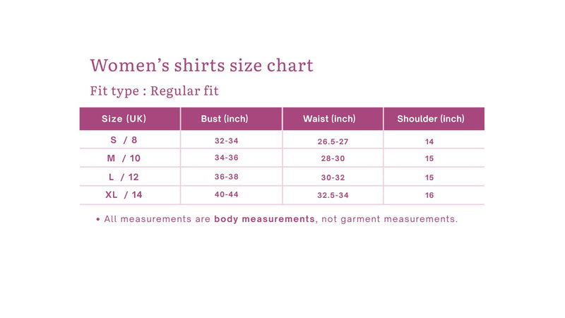 Size chart for Bela Premium Formal Khadi Shirt