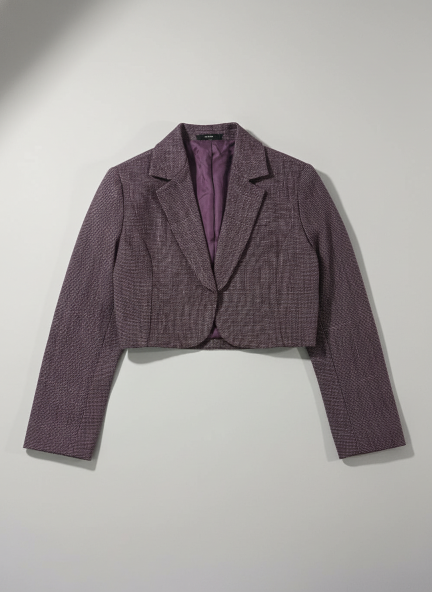 Dahlia Khadi Self Textured Cropped Blazer