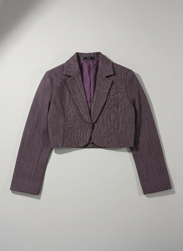 Dahlia Khadi Self Textured Cropped Blazer