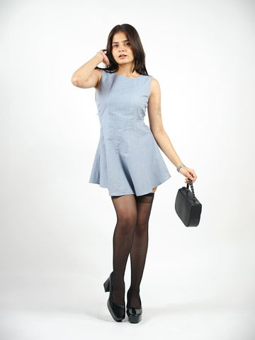 fit & flare khadi short dress grey front