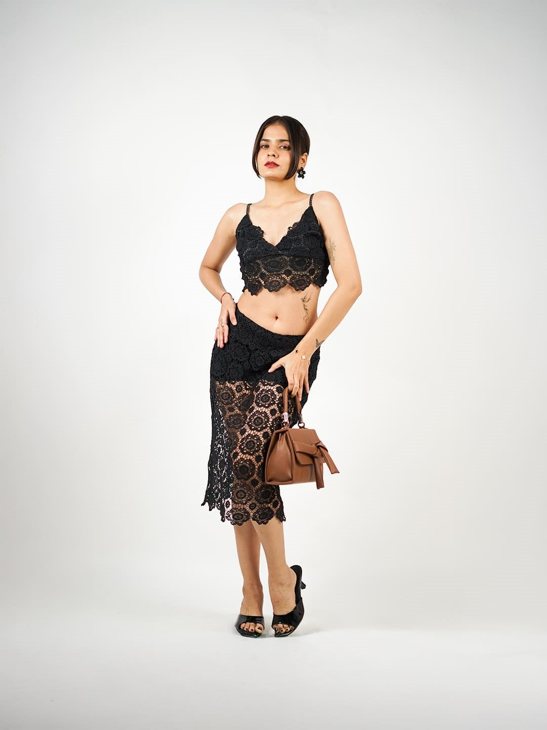 black floral lace bralette top full