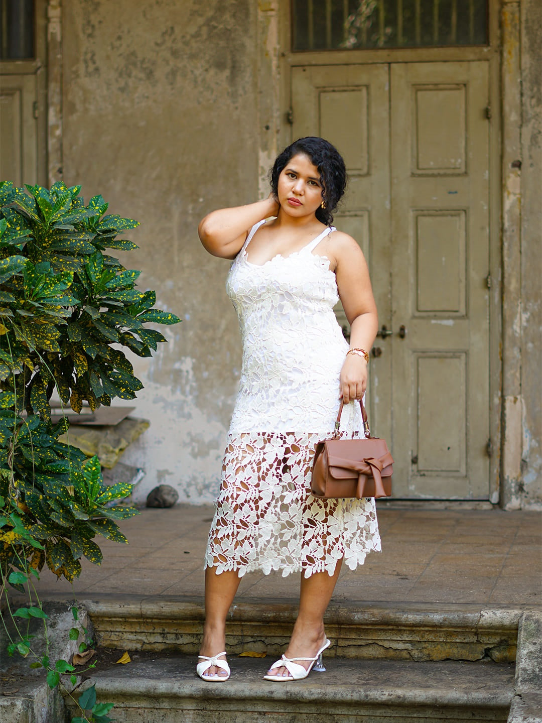 floral lace dress white front2