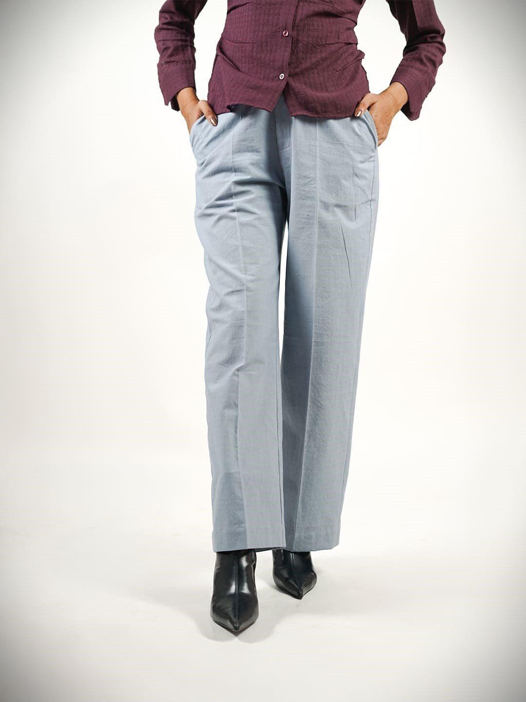  khadi straight fit workwear pants grey front
