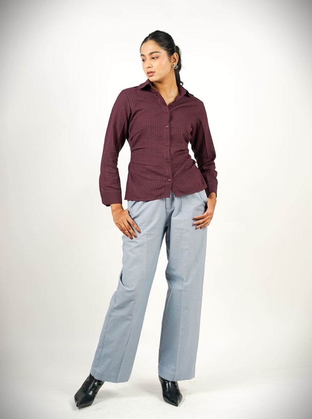  khadi straight fit workwear pants grey full