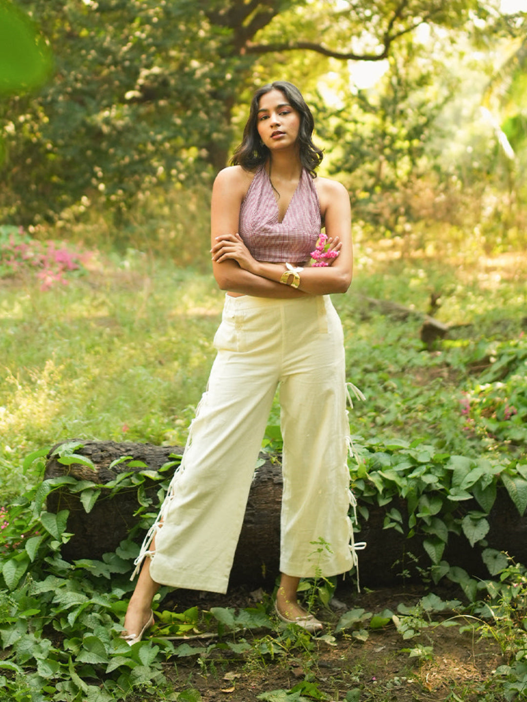 khadi tailored pants white front