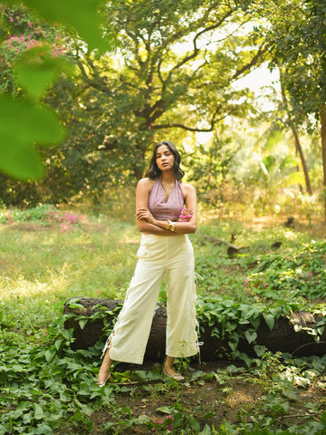 khadi tailored pants white front