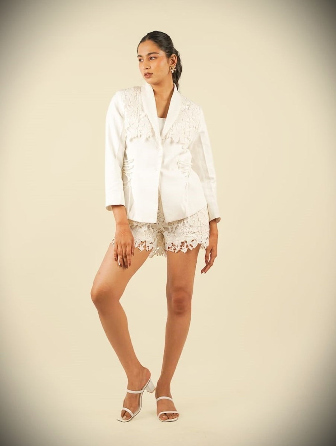khadi tailored white blazer full