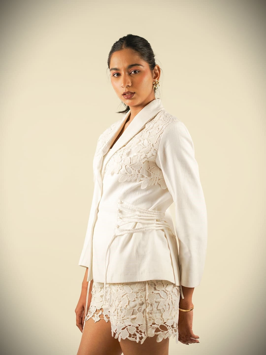 khadi tailored white blazer side