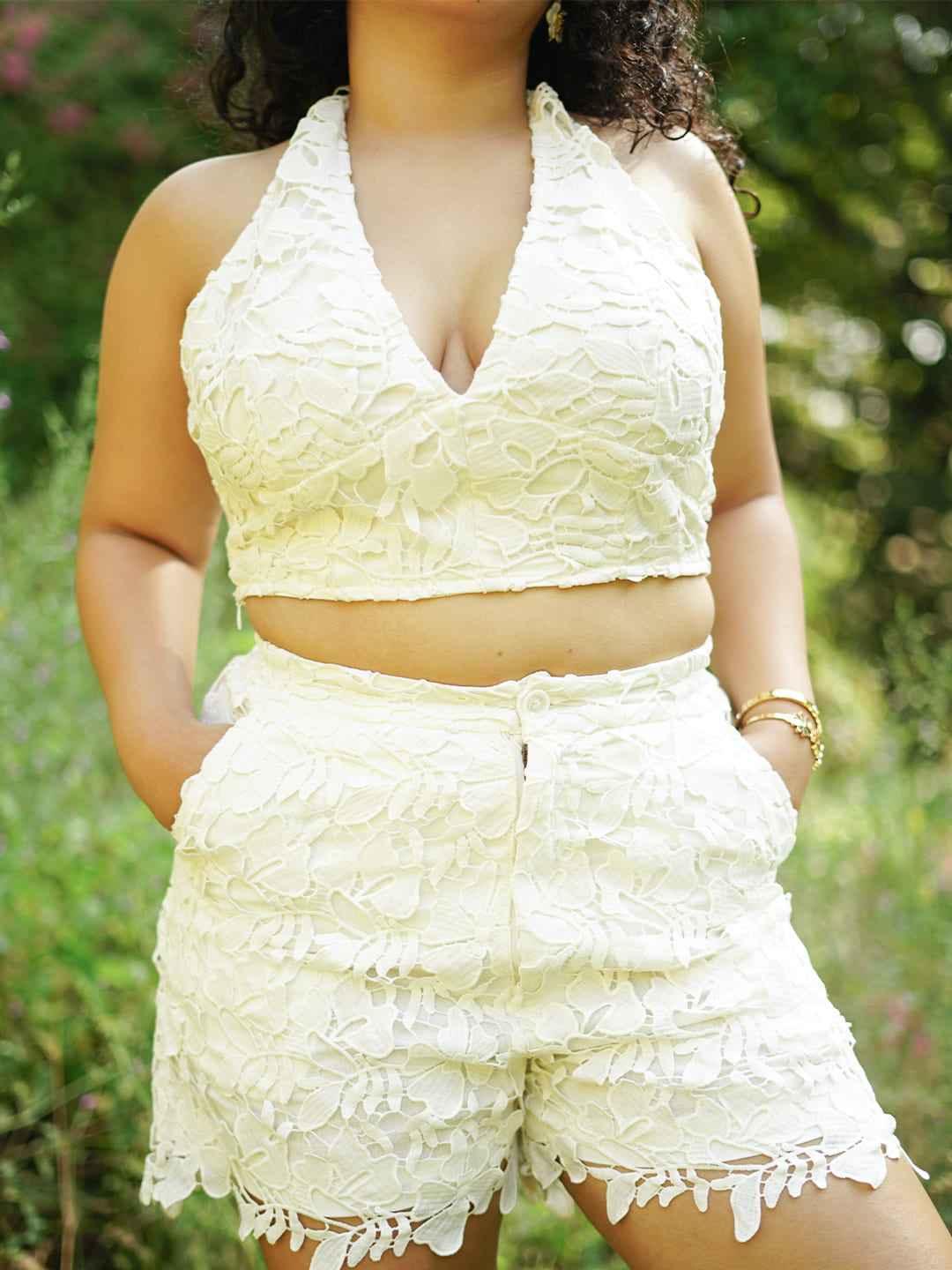 lace shorts with scalloped hem white front