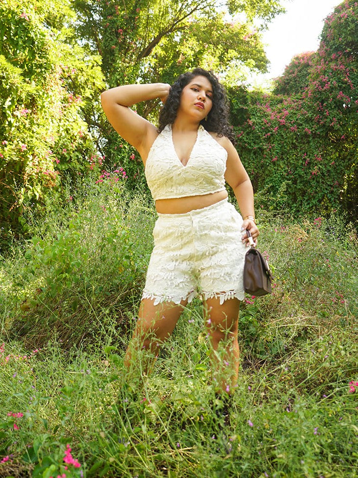 lace shorts with scalloped hem white front