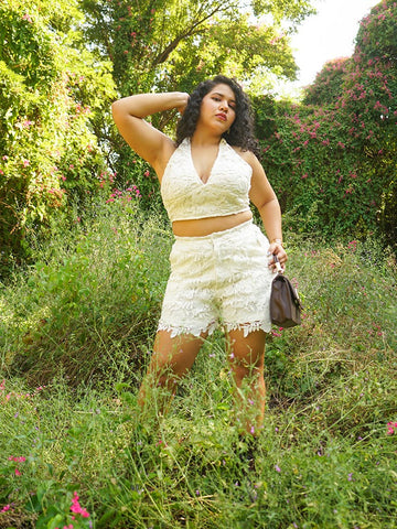 lace shorts with scalloped hem white front