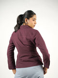 self check textured khadi shirt burgundy back