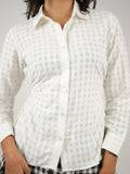 self check textured khadi shirt white closeup