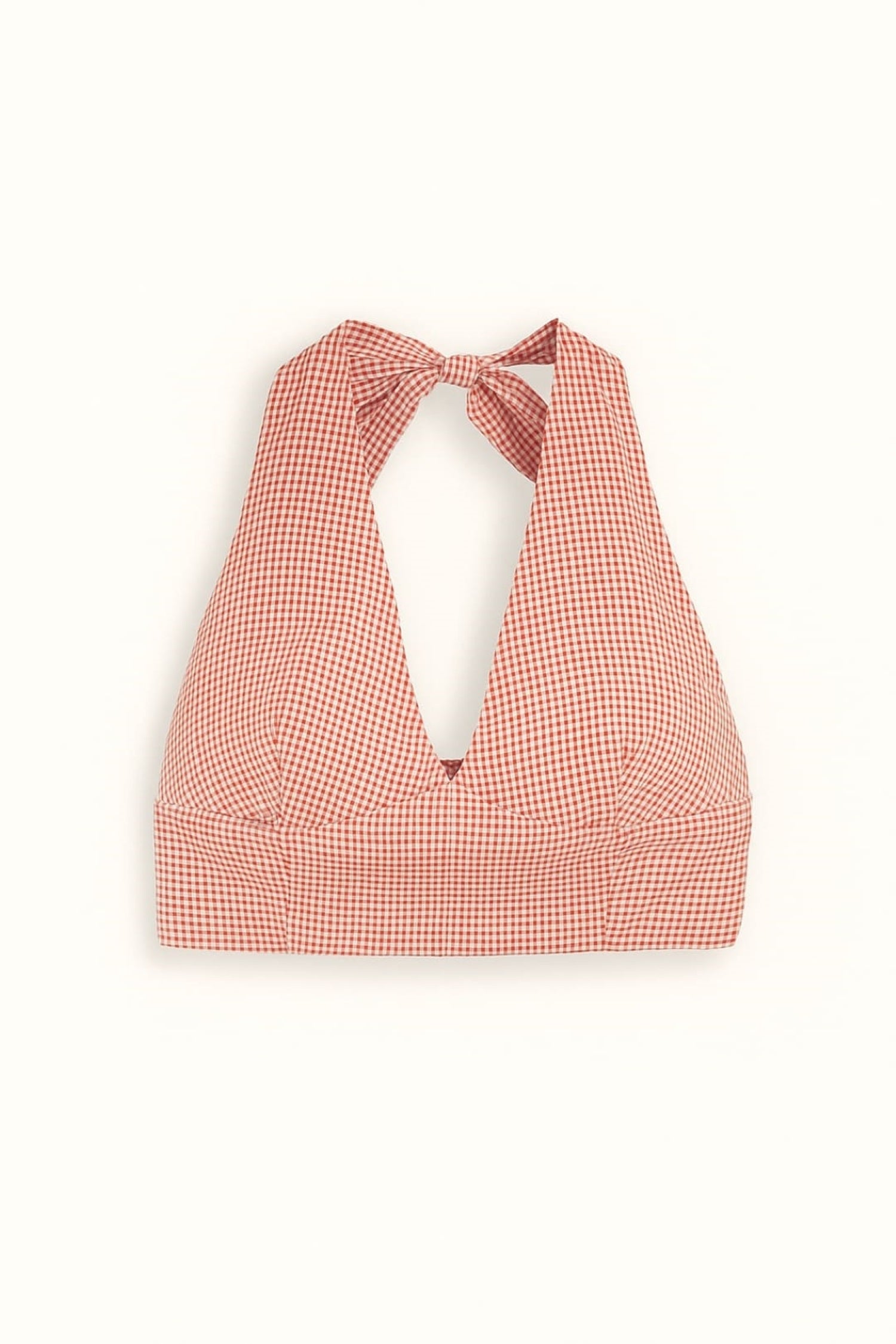 halter neck tie up khadi crop top maroon flatlay